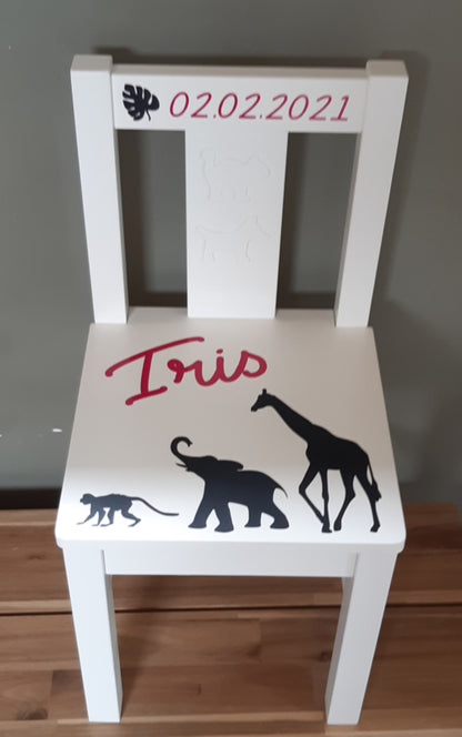 Stoeltje met naam en dieren Afrika meisje