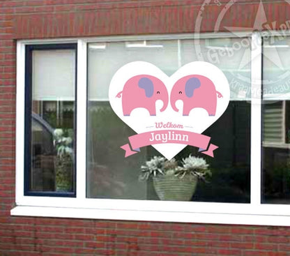Geboorte Raamsticker olifantjes - meisje