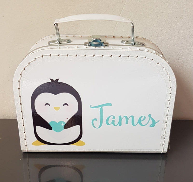 Koffertje met naam Pinguin jongen