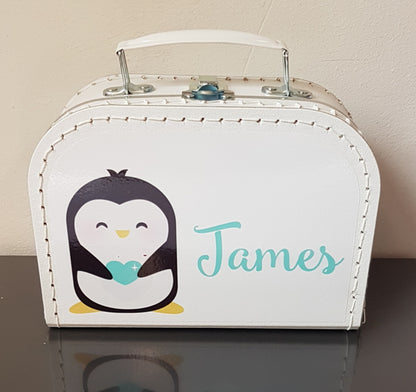Koffertje met naam Pinguin jongen