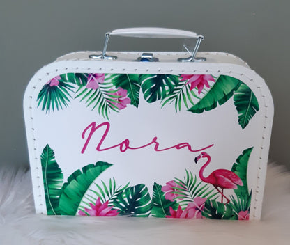 Koffertje met naam  Flamingo jungle