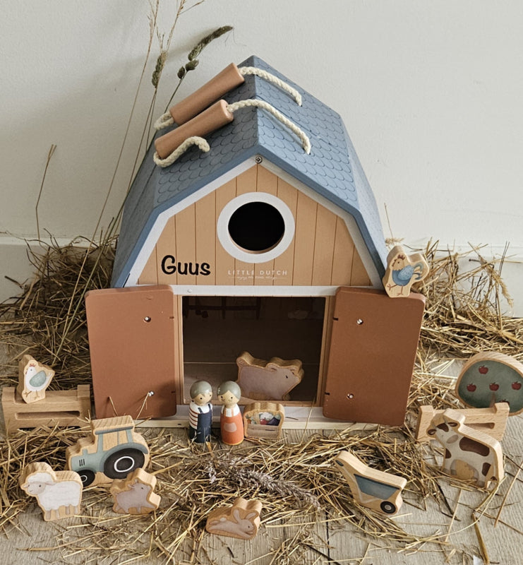Little Dutch draagbare boerderij Little Farm poppenhuis met naam
