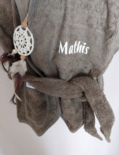 Badjas met naam 'forest green'  0-12 maanden