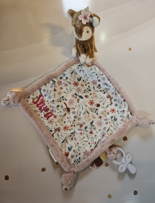 Little Dutch print  knuffeldoekje 'Fairy garden'' hertje (met naam)