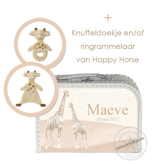 Koffertje met naam Giraffe met knuffel(s)