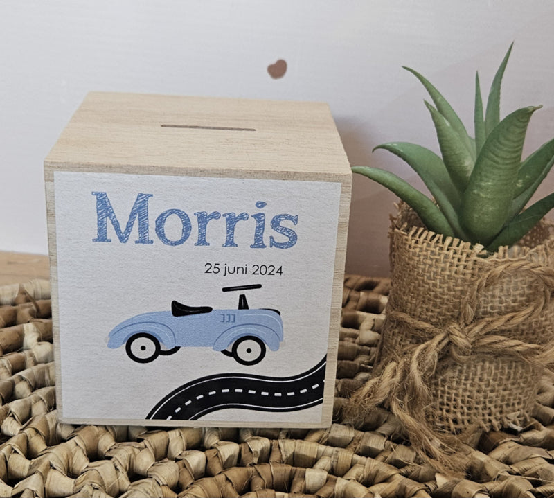 houten spaarpot met naam  spitfire