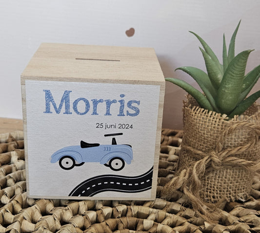 houten spaarpot met naam  spitfire