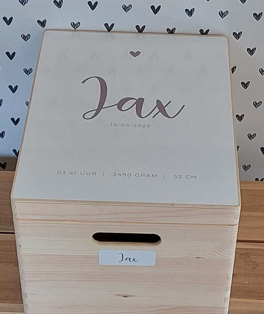 Houten herinneringskist met naam  Simplicity