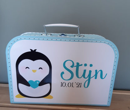 Koffertje met naam Pinguin jongen