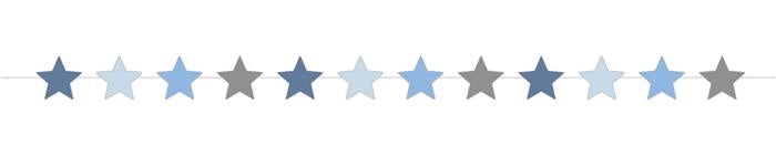 Paper garland ''stars'' blauw 2,5 meter