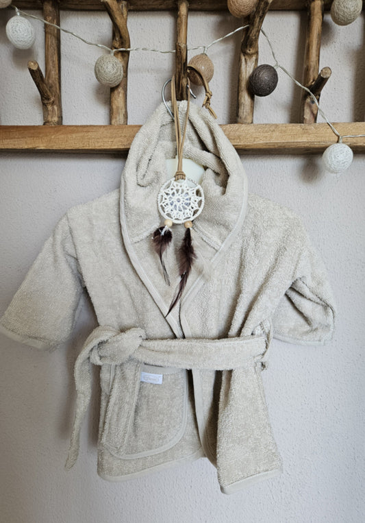 Badjas met naam 'beige' diverse maten