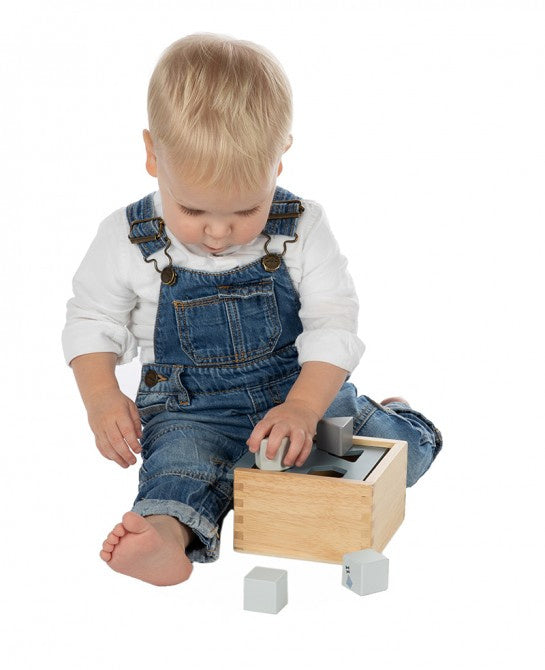 Label Label houten vormen sorteerdoos blauw met naam