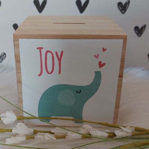 houten spaarpot met naam olifant meisje