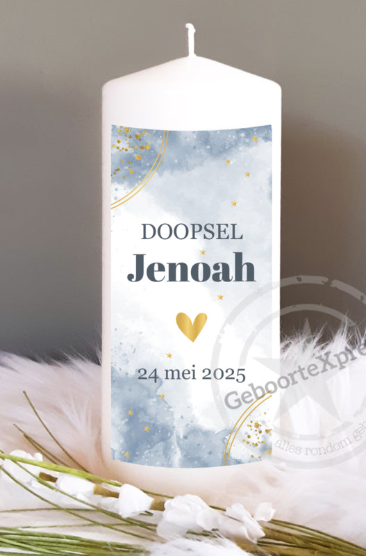 Doop- of geboortekaars met naam Watercolor