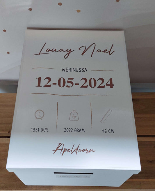 Bewaardoos herinneringen met geboortegegevens -camel