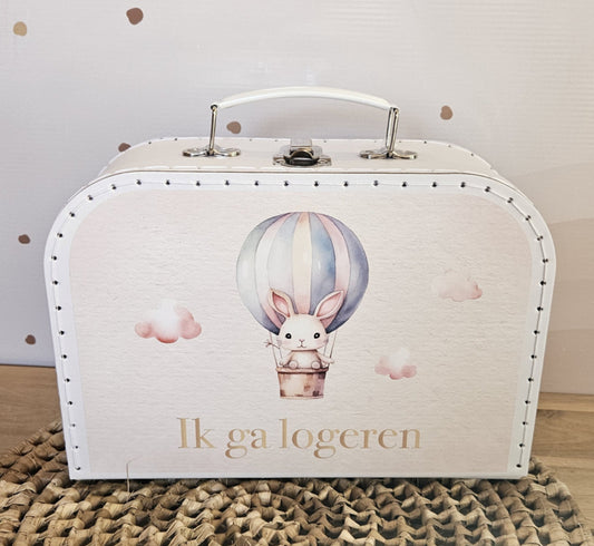 Koffertje met naam Luchtballon ''Ik ga logeren''