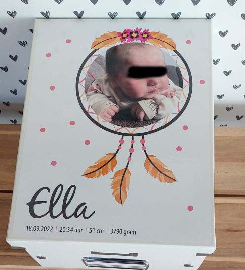 Bewaardoos met FOTO Dreamcatcher - roze