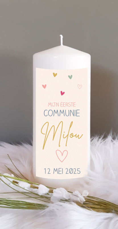 Communie kaars Hartjes