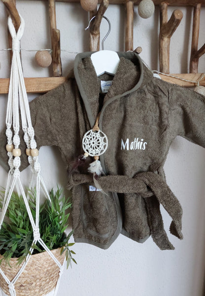 Badjas met naam 'forest green'  0-12 maanden