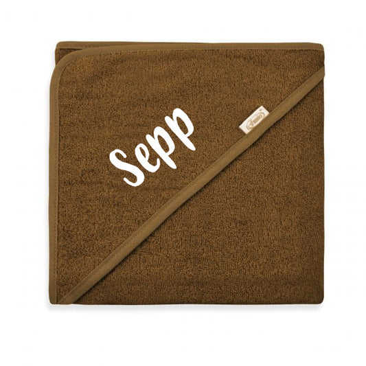 Badcape / omslagdoek met naam brown clay