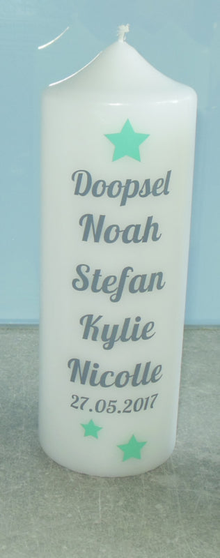 Doop- of geboortekaars met naam Sterren