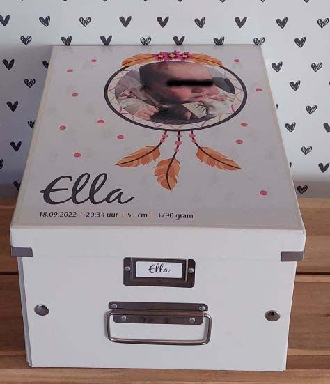 Bewaardoos met FOTO Dreamcatcher - roze