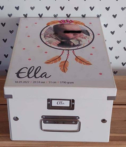 Bewaardoos met FOTO Dreamcatcher - roze