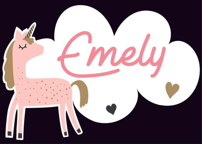 Raamsticker met naam 'eenhoorn' roze