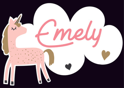 Raamsticker met naam 'eenhoorn' roze