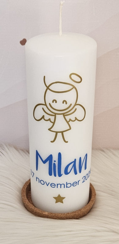 Doop- of geboortekaars met naam Engeltje jongen