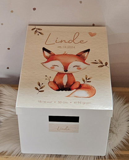 Bewaardoos met naam Schattig Vosje
