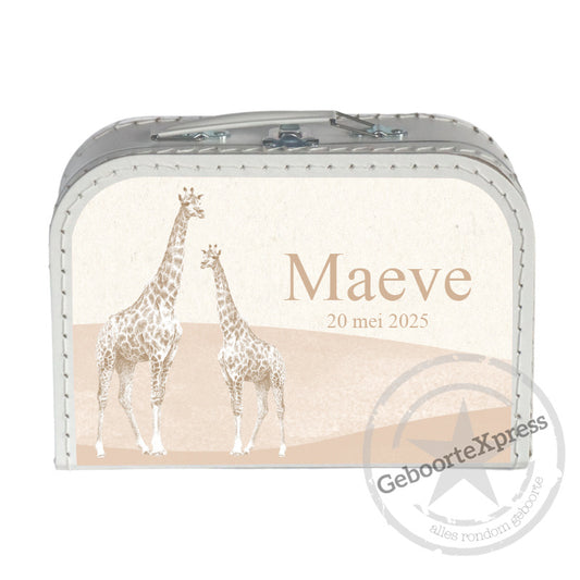 Koffertje met naam Giraffe Sepia