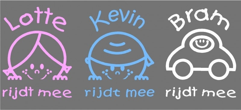 sticker met naam  voor bolderkar