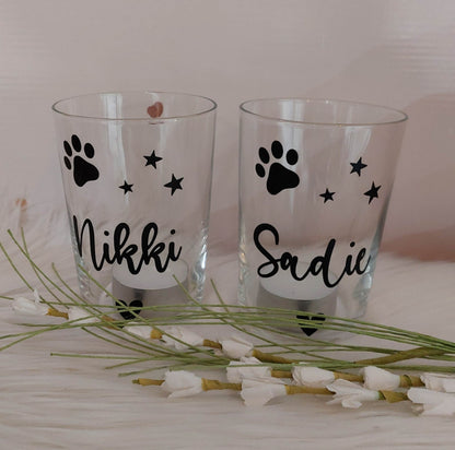 Glazen theelichthouder ter nagedachtenis huisdier