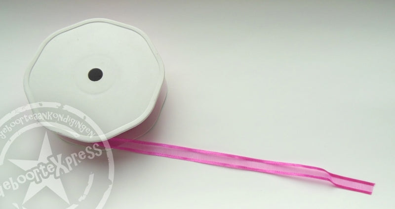 Satijnen lint fuchsia roze met donker biesje